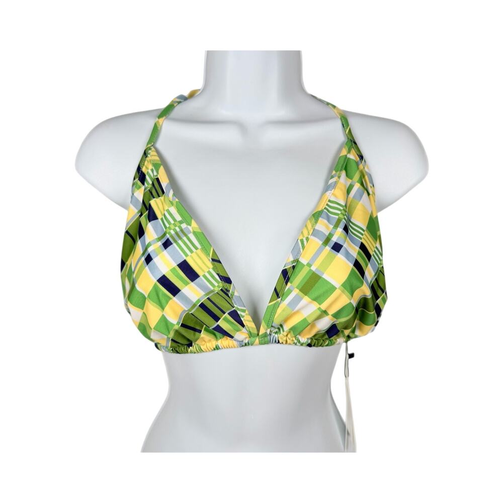 Faithfull The Brand Bikini Top Womens 3XL Billie Check Triangle Halter Swim